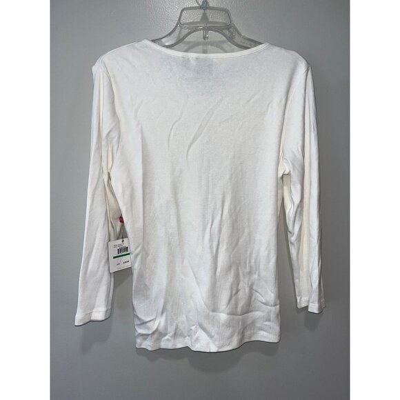 Rafaella Womens White Zip Neck Top L/G - Picture 2 of 9